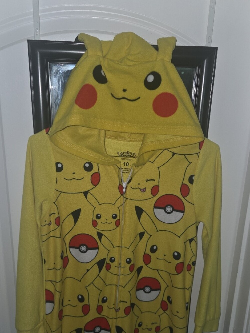 PIKACHU SET Yellow Character Kids Onesie with Hood and Plush Slippers! - Picture 3 of 6